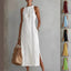 Robe d'été sans manches à col licou et patchwork de dentelle pour femme, style vacances