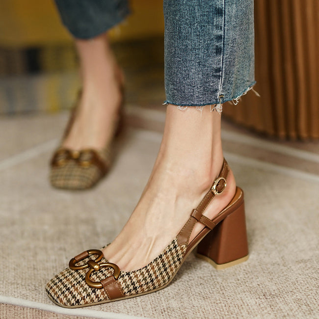 Women's Colored Baotou Thick High Heels Hover Image