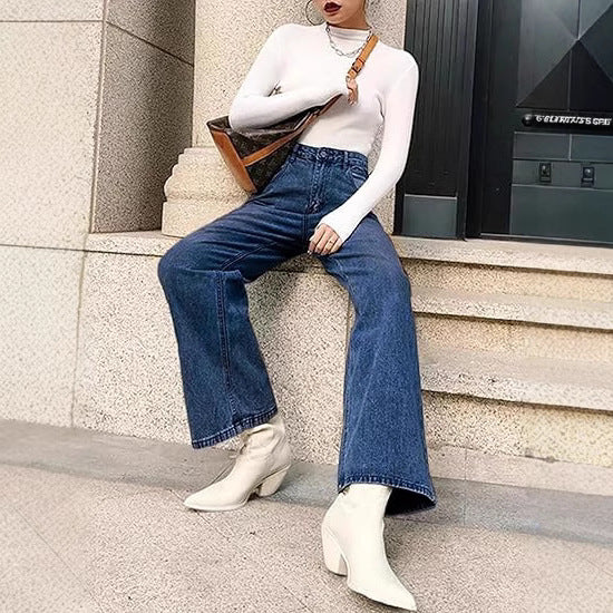 Jeans polyvalents gainants taille haute pour femme Hover Image
