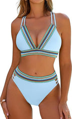 Maillot de bain deux pièces taille haute pour femme