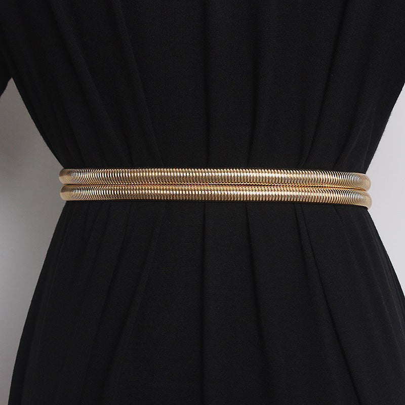 Ceinture femme ornement métallique extensible