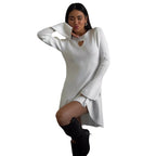 Robe Femme Col Rond Imprimé Coeur Évidé Taille Serrée