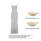 Robe longue à bretelles pour femme avec ourlet queue de poisson