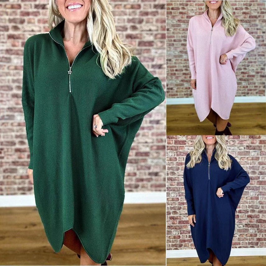 Robe ample en tricot de couleur unie pour femme