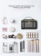 2 trousses de toilette polyvalentes à suspendre, sac de transport double couche, trousse de maquillage de style alphabet, trousse de maquillage florale noire, trousse de cosmétiques portable pour filles