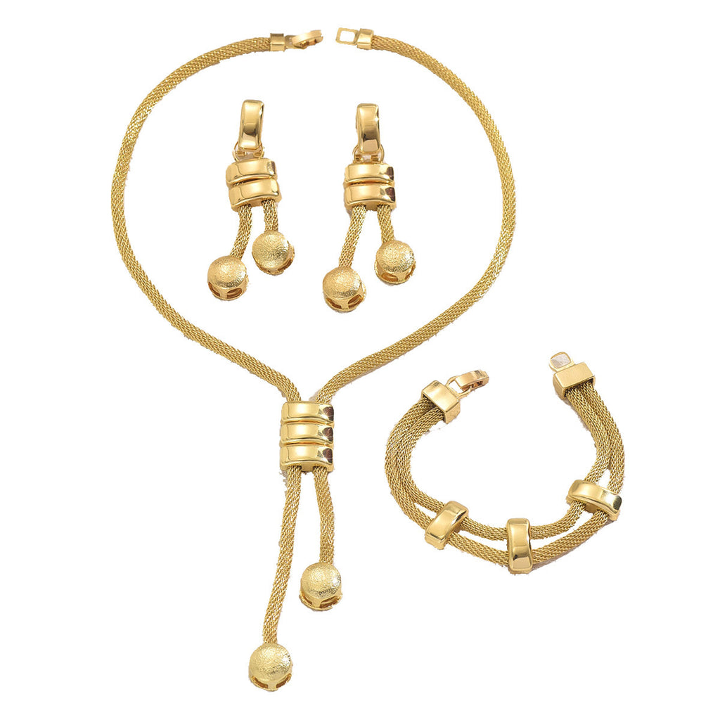 Parure de bijoux pour femme Collier long et bracelet géométrique plaqués or 18 carats