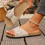 Sandales d'été pour femmes à boucle de ceinture, style européen et américain, bout ouvert