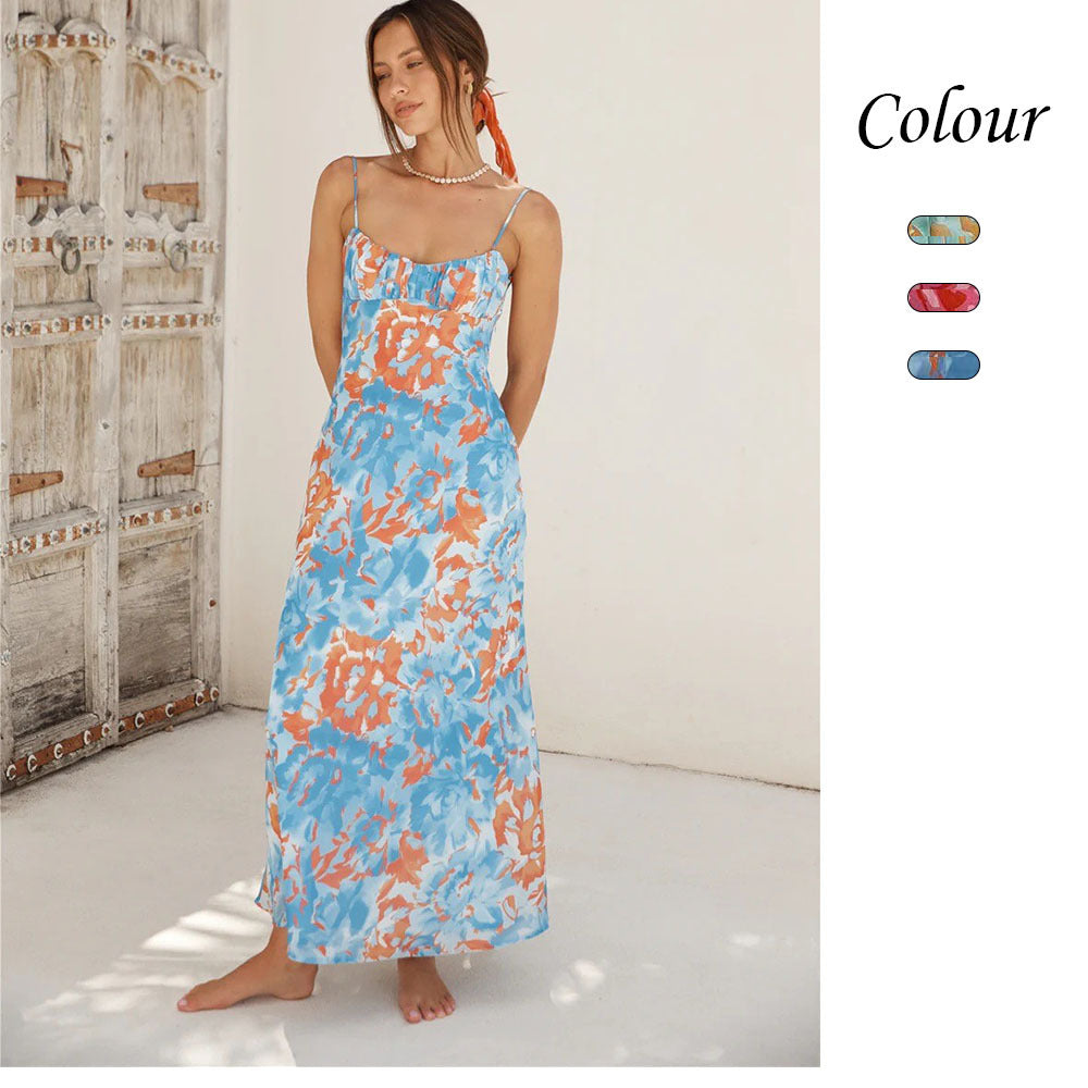 Robe à fines bretelles décolletée dos nu pour femme