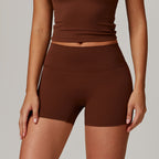 Short de yoga brossé taille haute pour femme