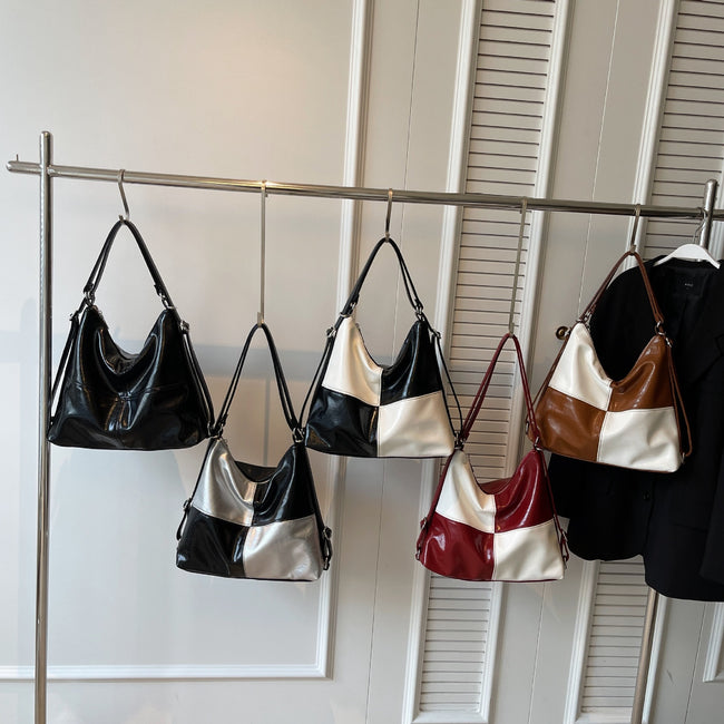 Sac fourre-tout patchwork contrasté pour femmes Main Image