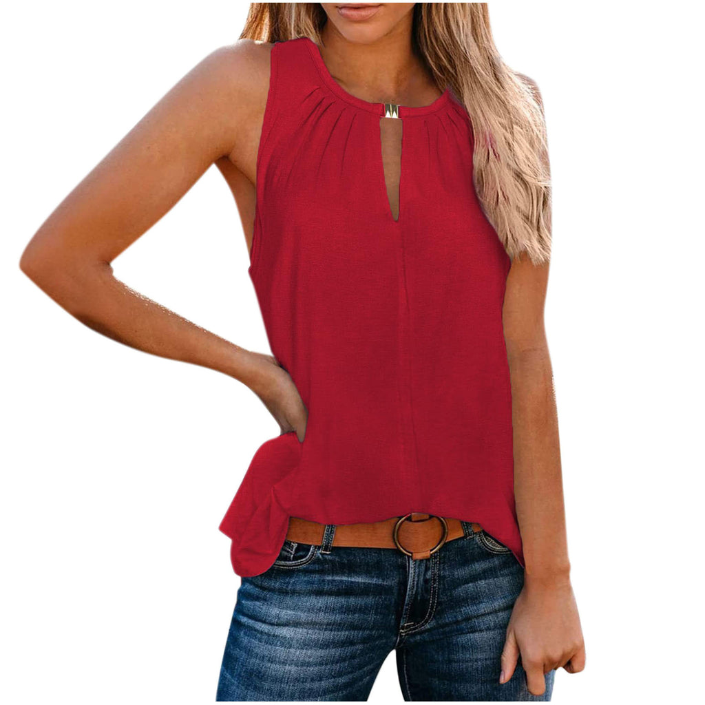 Gilet à col en V de couleur unie avec boucle et design élégant à la mode pour femme