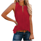 Gilet à col en V de couleur unie avec boucle et design élégant à la mode pour femme