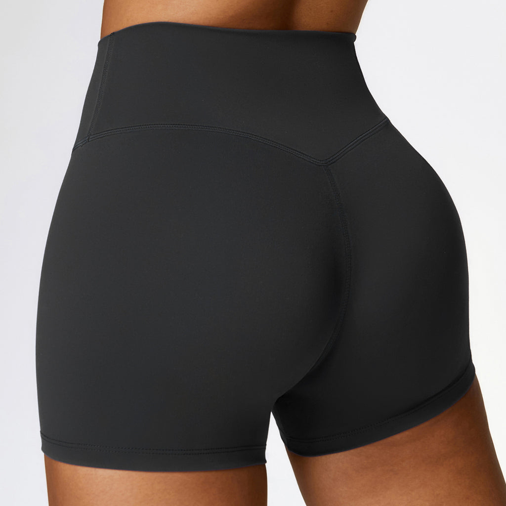 Short de yoga brossé taille haute pour femme