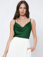 Débardeur en satin de rayonne uni décontracté pour femme