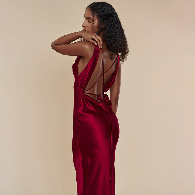 Robe longue de soirée lacée en dentelle, style banquet, pour femme Main Image