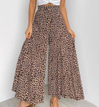 New Cotton Elastic High Waist Brown Leopard Print Large Skirt