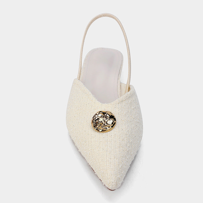 Sandales à talons aiguilles et bout pointu, style français, tempérament, escarpins à bout peu profond pour femmes
