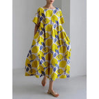 Robe Mode Courte Ample à Col Rond et Imprimé Fantaisie