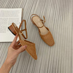Sandales femme ajourées à bout fermé tissé vintage