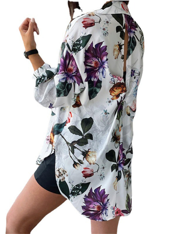 Chemise à revers à manches longues pour femme Main Image