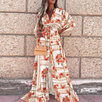 Robe longue sexy de plage asymétrique à col en V fendu