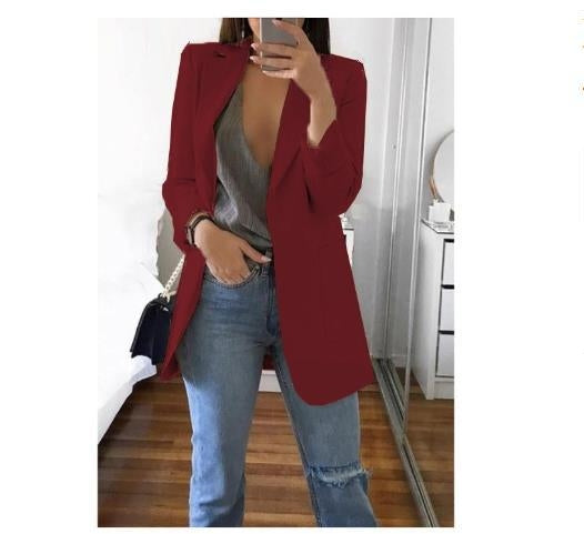 Blazer cardigan fin à revers élégant