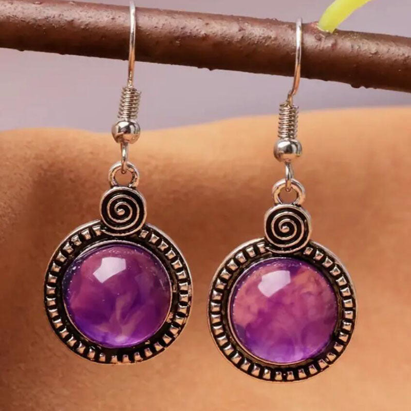 Boucles d'oreilles tendance géométriques rondes rétro en zircon pour femme