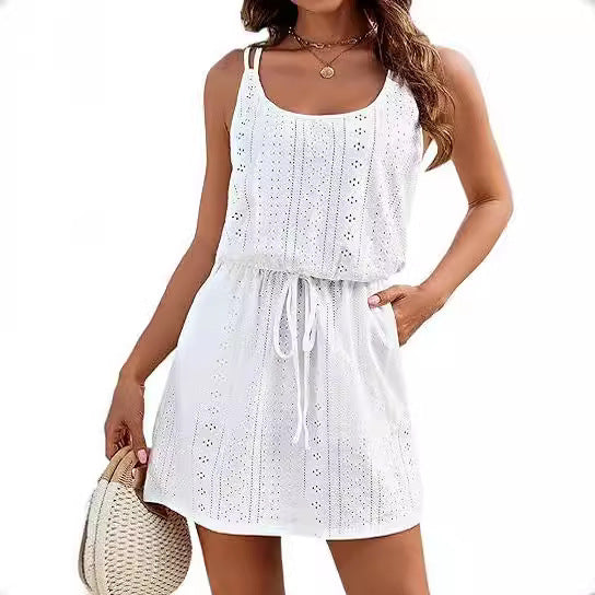 Robe d'été dos nu avec ceinture pour femme