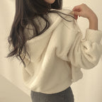 Pull à capuche blanc en laine d'agneau pour femme