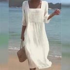 Robe longue imprimée décontractée à col rond et manches longues pour femme