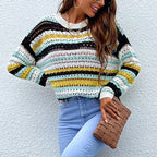 Pull en maille rayé coloré pour femme