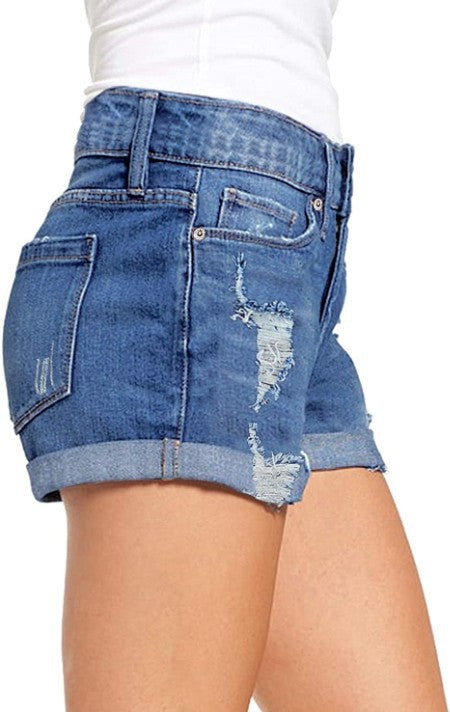 Short en jean déchiré et effiloché pour femme