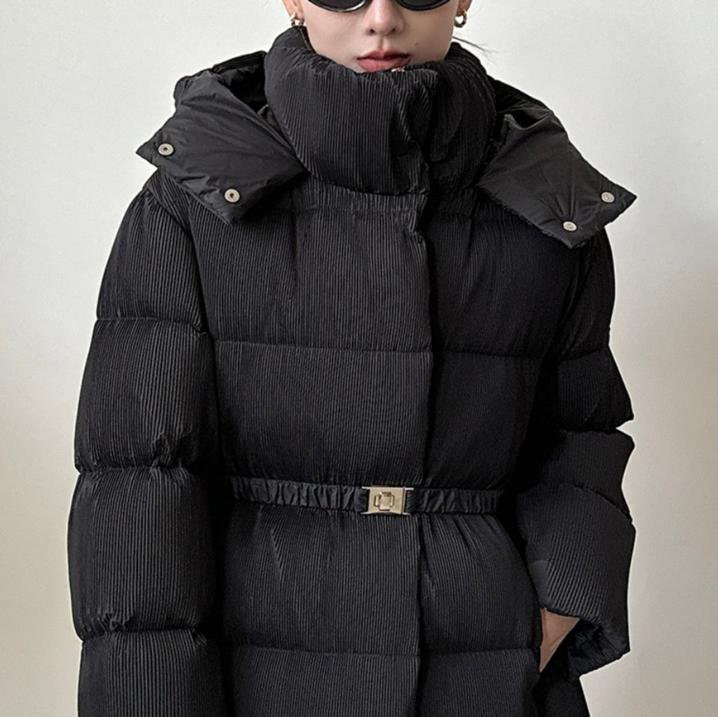 Nouvelle Veste Doudoune Femme à Ceinture Cintrée Épaisse Effet Froissé