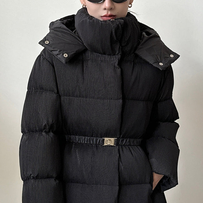 Nouvelle Veste Doudoune Femme à Ceinture Cintrée Épaisse Effet Froissé Main Image
