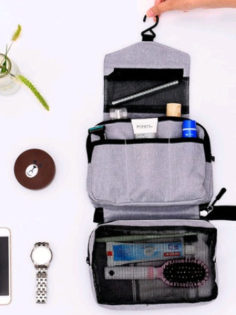 Trousse de Maquillage Portable avec Crochet de Voyage Sac de Rangement Grande Capacité Multifonction Main Image