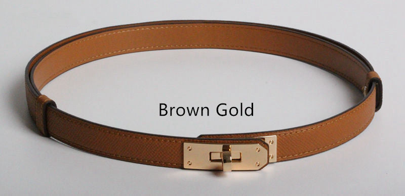 Ceintures en Cuir Véritable de Haute Qualité pour Femmes, Largeur 1.8cm, Doré