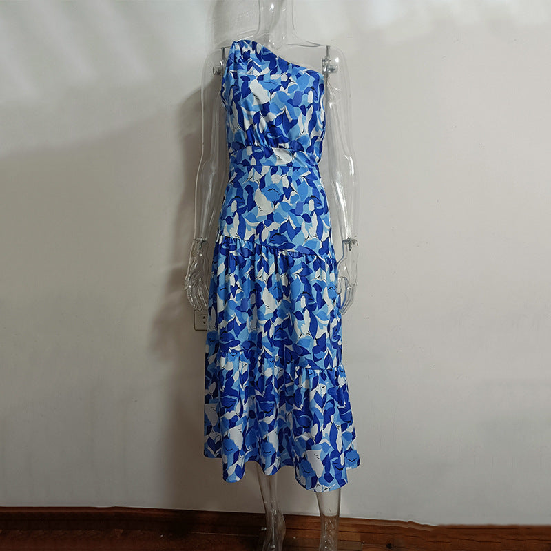 Robe d'été dos nu imprimée à épaules dénudées