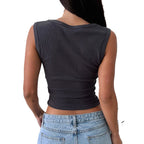 Débardeur d'été sexy à col en U pour femme