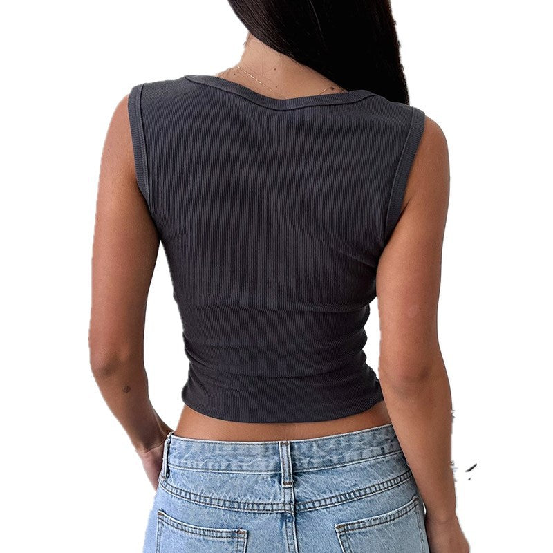 Débardeur d'été sexy à col en U pour femme
