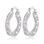 Boucles d'oreilles créoles en argent sterling Coréen Vintage Creuses en forme de cœur pour femmes, Cadeau de Bijoux de Fête de Mariage