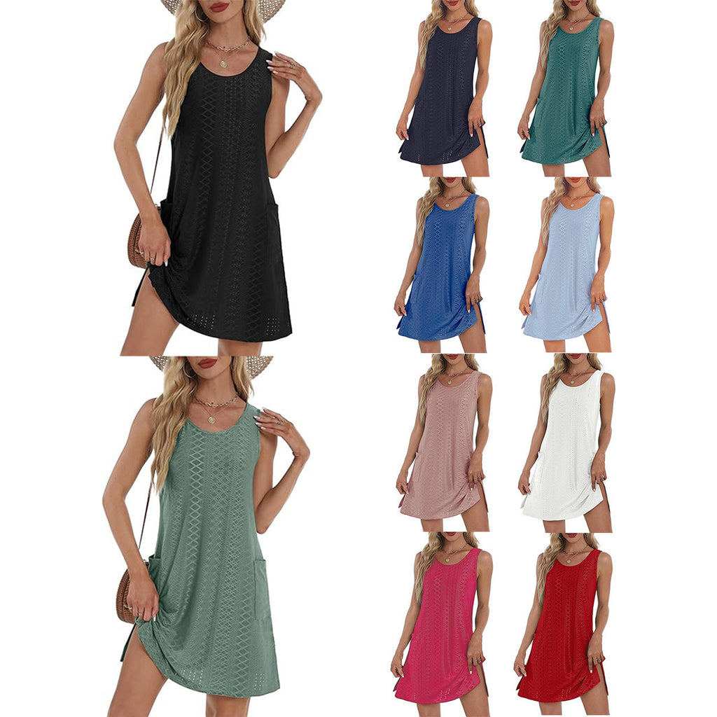 Robe sans manches à poches pour femme