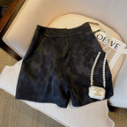 Shorts de costume jacquard noir style Chanel pour femme