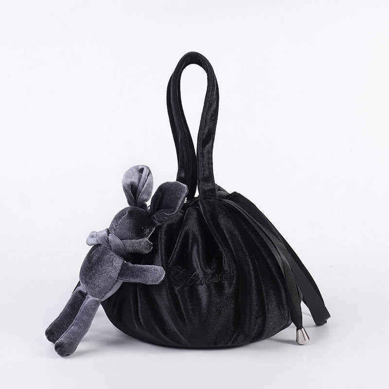 Nouveaux sacs cosmétiques en velours avec oreilles de lapin de dessin animé, trousse de maquillage, sacs cadeaux auto-adhésifs pour Pâques joyeuses pour filles