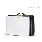 Trousse de Toilette en Cuir Grande Capacité Portable Trousse de Maquillage pour Maquilleur
