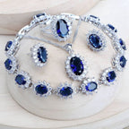 Parures de Bijoux de Mariage pour Femme en Argent 925, Zircon cubique bleu