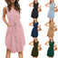 Robe Sans Manches Col V Boutonnée Avec Poches Robe D'été Décontractée À La Mode Avec Nœud À La Taille Vêtements Pour Femmes