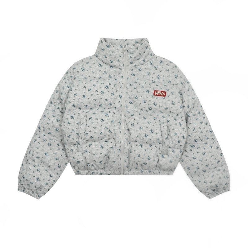 Manteau matelassé en coton à imprimé floral américain pour femme