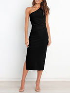 Robe plissée asymétrique pour femme