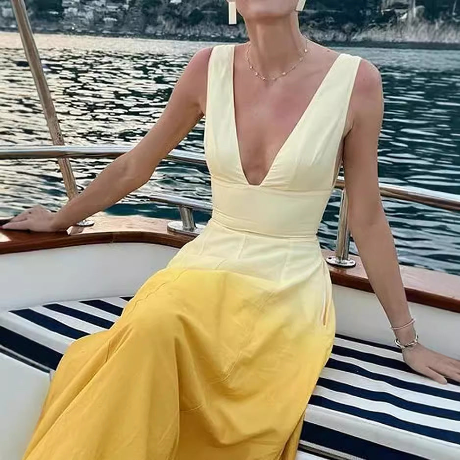 Robe sans manches unie dégradée pour femme