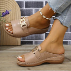 Sandales compensées Ins Chain Chaussures d'été à plateforme pour femme Sandales à bout ouvert Épaisses Chaussures romaines